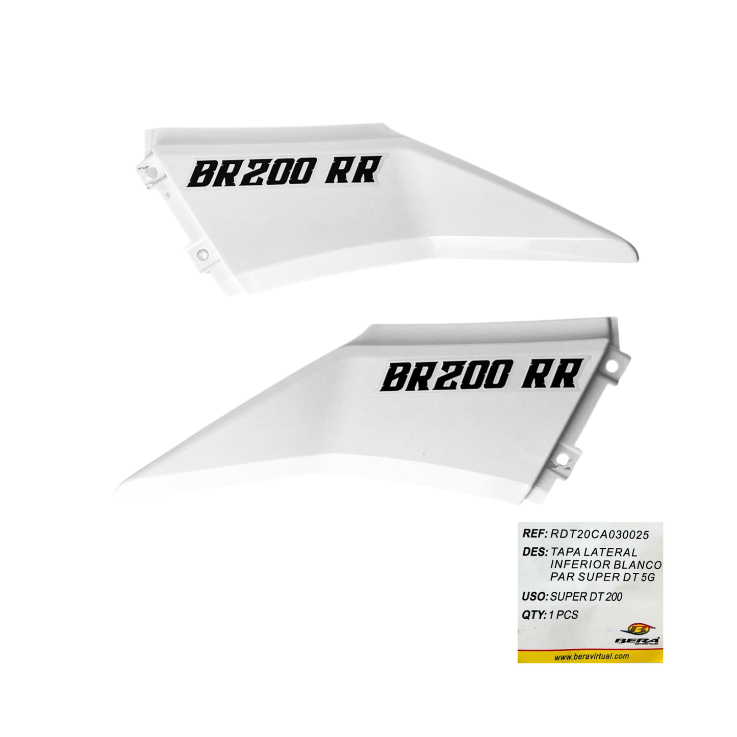 TAPAS LATERALES CENTRALES BR200 RR BERA SUPER DT 5G BLANCO ORIGINAL BERA